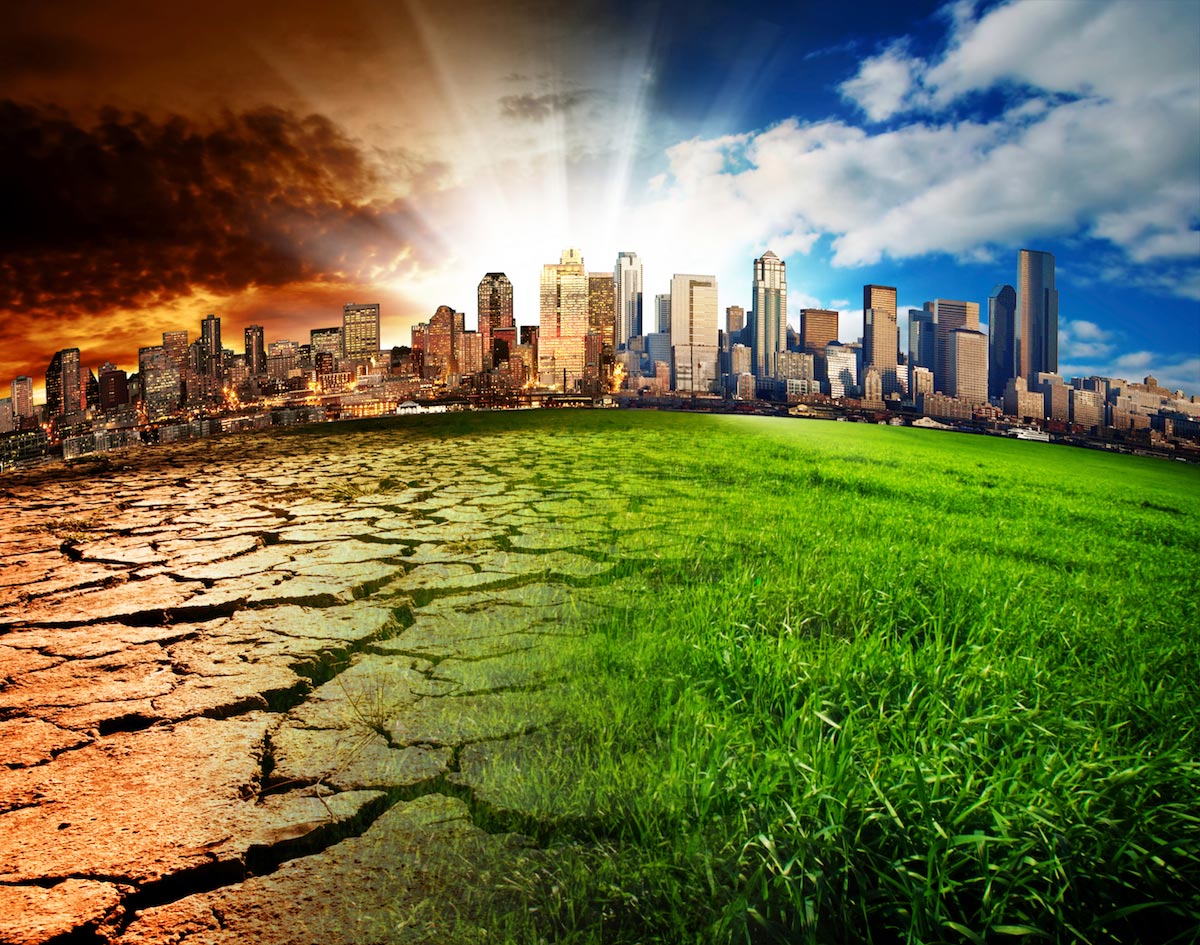City-Drought-Green-Grass-Dried-Soil
